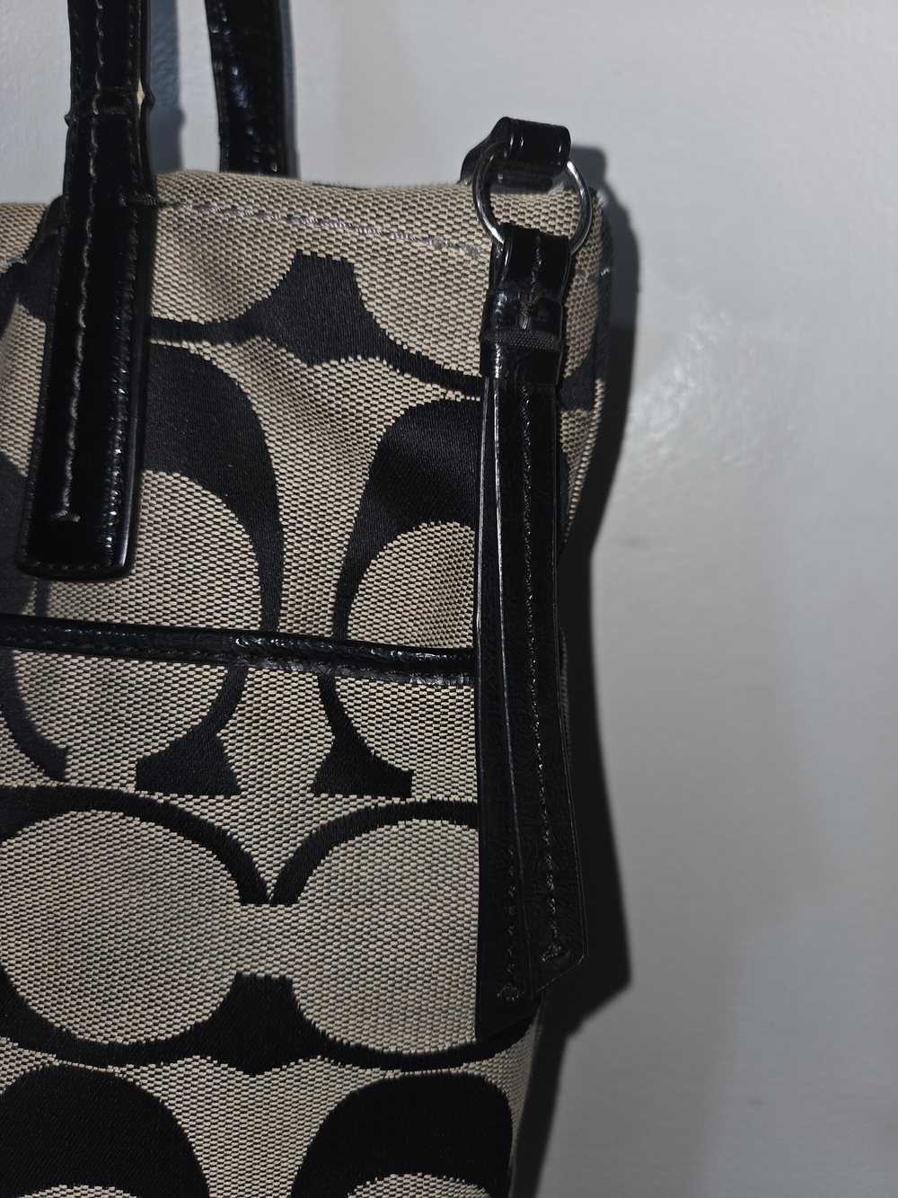 Coach Black and Tan Signature Canvas Tote - Picture 4 of 14